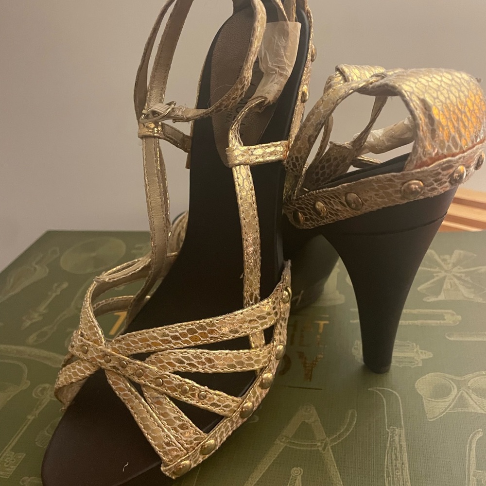Gold heels with platform , very comfortable… brand new never worn but no tag..